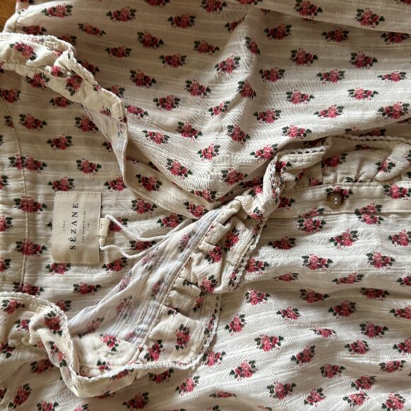 Sezane Chlor Shirt in Red Mini Bouquet - Picture 4 of 6